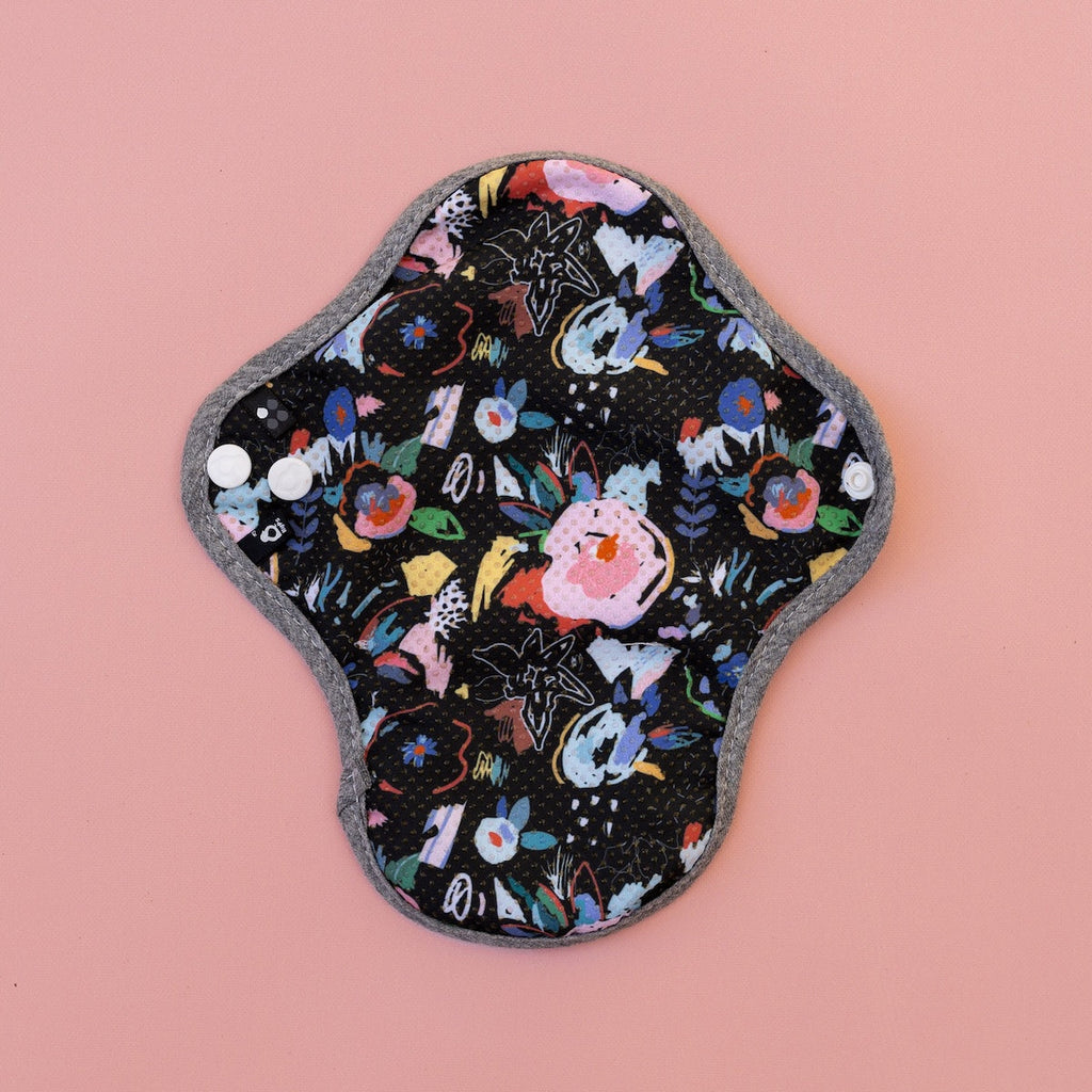 Image for HyPs Active Reusable Pad - size Liner, design Florals Black