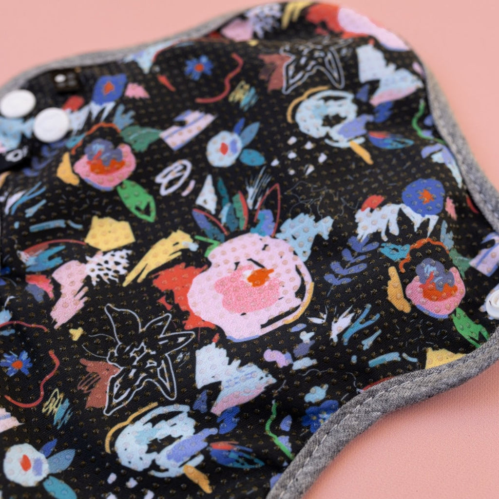 Image for HyPs Active Reusable Pad - size Liner, design Florals Black