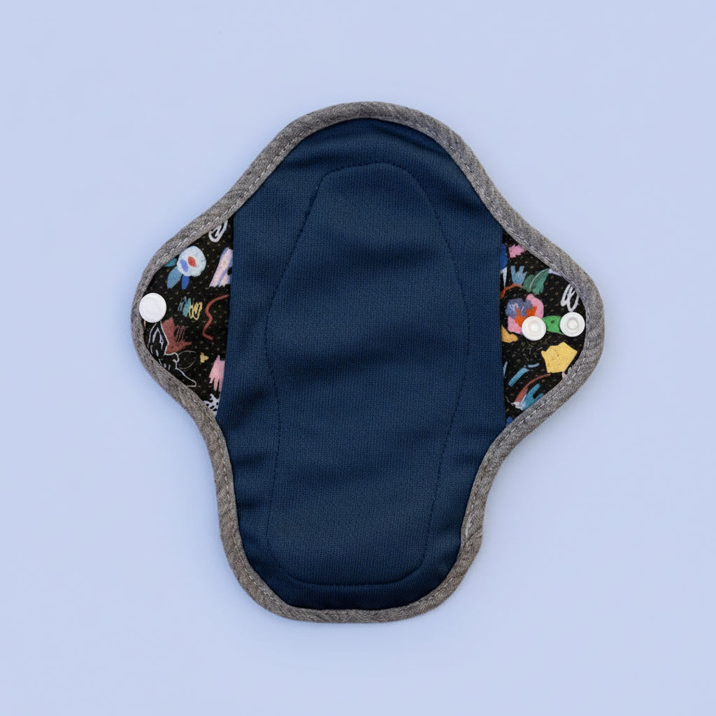 Image for HyPs Active Reusable Pad - size Liner, design Florals Black